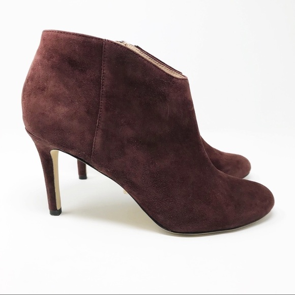 Sole Society Red Wine Suede Daphne Ankle Booties 9 - Picture 1 of 11